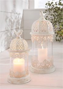 Garten-Laternen mit Glas (2-tlg.Set) in weiss | Onesize | bonprix