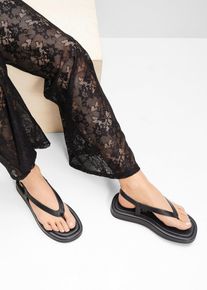 Zehensteg Sandale aus Leder in schwarz, Grösse 40, bonprix