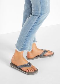 Zehensteg Pantolette in grau, Grösse 36, bonprix