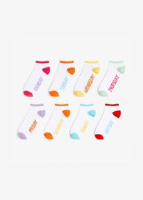 Sneaker Socken Wochentage (8er Pack) mit Bio-Baumwolle in weiss, Grösse 43-46, bonprix