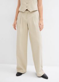 Bundfaltenhose mit hohem Bund in grün, Grösse 44, bonprix