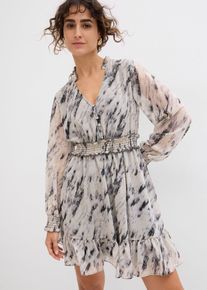 Chiffonkleid in grau, Grösse 42, bonprix