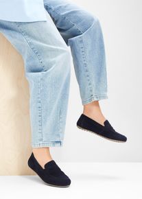Loafer aus Veloursleder in blau, Gr&ouml;sse 42, bonprix