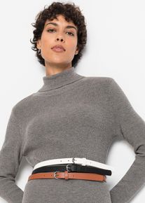 Lot de 3 ceintures en noir, Taille 90, Couleur/Motif: noir + blanc + cannelle, bonprix