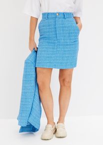 Bouclé-Minirock in blau, Grösse 46, bonprix