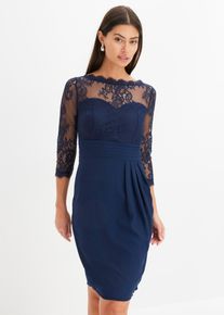 Minikleid mit Spitze in blau, Gr&ouml;sse 46, bonprix
