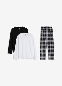 Pyjama aus reiner Bio-Baumwolle (3-tlg. Set) in weiss, Grösse 140/146, 100% Baumwolle, bonprix