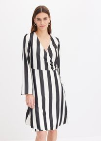 Wickelkleid aus Satin in schwarz, Grösse 38, bonprix