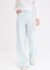 Bundfaltenhose aus Lyocell mit Bindeband in blau, Grösse 46, bonprix