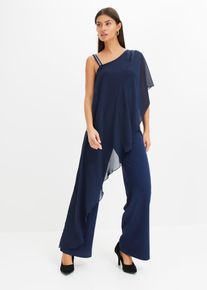 One-Shoulder Overall mit Träger und Strasssteinverzierung in blau, Grösse 52, bonprix