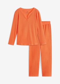 Pyjama aus Waffeljersey in orange, Grösse 36/38 (S), 100% Baumwolle, bonprix