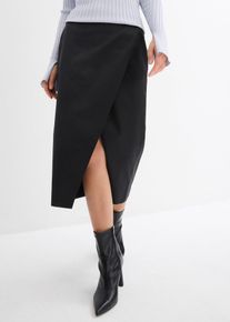Wickelrock aus feinem Satin in schwarz, Grösse 48, bonprix