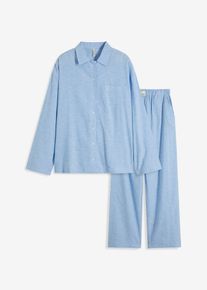 Gewebter oversized Pyjama mit Leinen in blau, Grösse 44/46 (L), bonprix