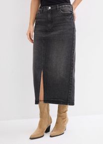 Jeansrock in Midilänge in schwarz, Grösse 50, 99% Baumwolle, bonprix