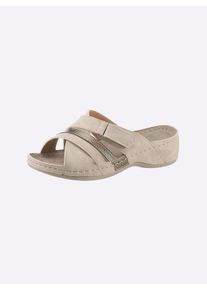 Witt Damen Pantolette in komfortabler Weite H, beige, Größe 38, 100% Lederimitat
