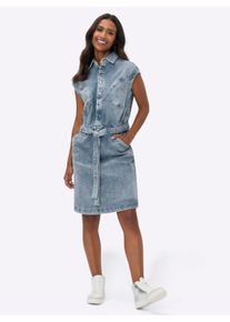 Heine Witt Damen Jeanskleid mit Druckknopf-Leiste, blue-bleached, Größe 38, 98% Baumwolle, 2% Elasthan