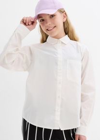 Mädchen Oxford Bluse in weiss, Grösse 134, 100% Baumwolle, bonprix