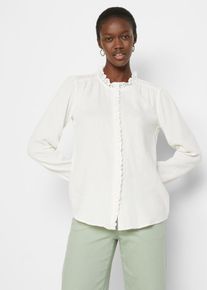 Musselin-Bluse mit Spitze in weiss, Grösse 40, 100% Baumwolle, bonprix