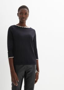 Feinstrickpullover mit Seidenanteil in schwarz, Grösse 44/46 (L), bonprix