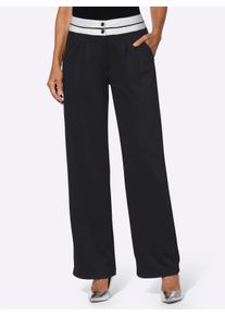 WITT Damen Bundfaltenhose mit weitem Bein, schwarz, Größe 40, 100% Polyester
