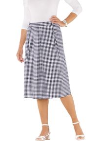 Damen Faltenrock marine-weiss-kariert