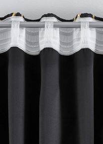 Abdunkelnder Vorhang mit dekorativem Glanzdruck (1er Pack) in schwarz | 145x130 cm | bonprix