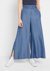 Palazzo-Hose mit Seitenschlitz 7/8 Länge in blau, Grösse 52, bonprix