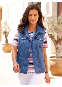 WITT Damen Steppweste mit Kontrastnähten, jeansblau, Größe 42, 100% Polyester. Wattierung: 100% Polyester