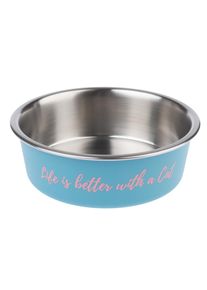 TIAKI Edelstahlnapf "Better With A Cat" 450ml, Ø14cm Katze