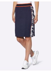 Heine Witt Damen Jerseyrock mit Kontrast-Einsätzen, marine-weiß-bedruckt, Größe 50, 70% Viskose, 25% Polyamid, 5% Elasthan