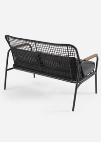 Gartenbank mit Geflecht in schwarz | Onesize | bonprix