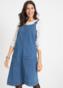 Baumwoll-Jeanskleid mit Latzträgern knieumspielend in blau, Grösse 38, 99% Baumwolle, bonprix