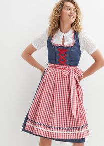 Dirndl in Jeansoptik mit Schürze knieumspielend (2-tlg.Set) in blau, Grösse 52, 100% Baumwolle, bonprix