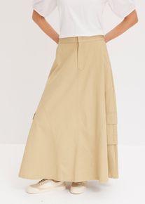 Cargorock aus reiner Baumwolle in beige, Grösse 36, 100% Baumwolle, bonprix