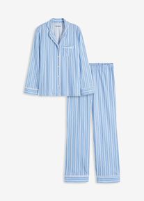Pyjama mit Knopfleiste in blau, Grösse 56/58 (3XL), 100% Baumwolle, bonprix