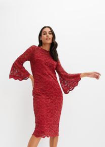 Spitzenkleid mit Volant-Ärmel in rot, Grösse 38, bonprix