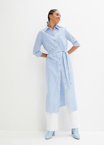 Gestreiftes Blusenkleid mit Bindeband in blau, Grösse 42, 100% Baumwolle, bonprix