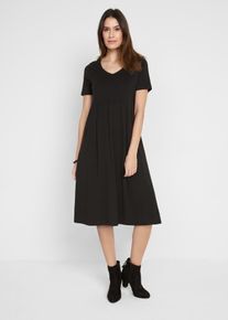 Baumwoll-Jerseykleid Midilänge in schwarz, Grösse 56/58 (3XL), 100% Baumwolle, bonprix
