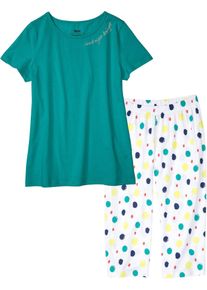 Capri Pyjama aus reiner Baumwolle in grün, Grösse 36/38 (S), 100% Baumwolle, bonprix