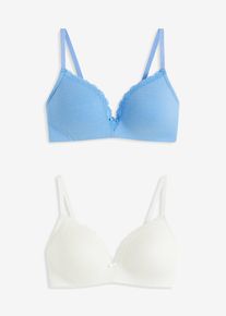Schalen-BH ohne Bügel mit Bio-Baumwolle (2er Pack) in blau, Grösse 85A, 95% Baumwolle, bonprix