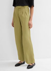 Weite Bundfaltenhose in grün, Grösse 42, bonprix