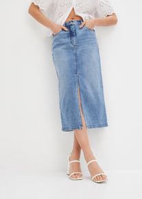 Jeansrock mit Schlitz in blau, Grösse 54, 99% Baumwolle, bonprix