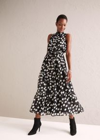 Chiffonkleid in schwarz, Grösse 52, bonprix