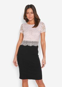 Kleid mit Spitze in schwarz, Gr&ouml;sse 42, bonprix