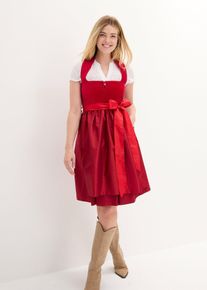 Dirndl avec corsage en velours et tablier en satin en rouge, Taille 44, Couleur/Motif: bordeaux fonc&eacute;/rouge, bonprix