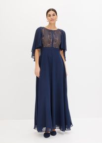Chiffonkleid mit Spitze und Cape in blau, Grösse 36, bonprix