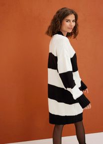 Gestreiftes Strickkleid mit Zopfmuster in schwarz, Grösse 48/50 (XL), bonprix