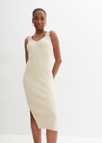Strickkleid mit Seidenanteil in beige, Grösse 44/46 (L), bonprix