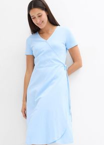 Jerseykleid mit Wickeldetail in blau, Grösse 48/50 (XL), 100% Baumwolle, bonprix