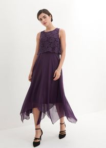 Premium Chiffonkleid mit Spitze in lila, Grösse 38, bonprix